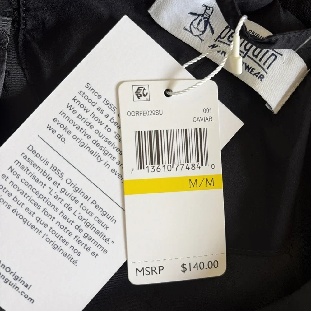 Original Penguin Golf Jacket Insulated Stripe Colorblock Black Medium Nwt
